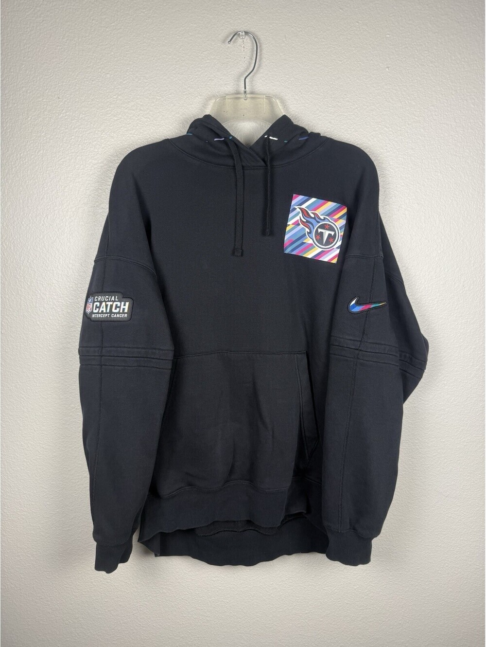 Nike Crucial Catch Cancer Hoodie Large On Field Apparel Tennessee Titans NFL